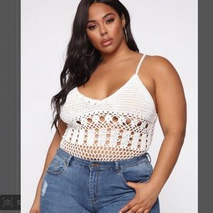 Fashion Nova Not Just A Beach Body Crochet Body Suit Natural 3X New